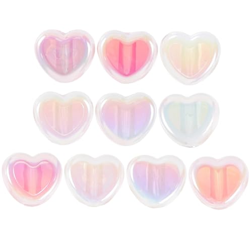 Veemoon 10 Stück Teiliges Acryl Spacer Beads Herzform Bunte Lose Perlen für Armband Basteln DIY Schmuckherstellung Leicht Langlebig Einfachen Auffädeln für Charms und Handarbeiten von Veemoon