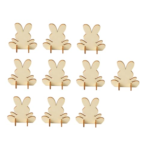 Veemoon 10 Stück Teiliges DIY Holz hasen Bemalen Natürliche Holzkreatur Kreative Osterdekoration für Zuhause Kinderhandwerk Präzise Geschnitten für Festtags Partyschmuck von Veemoon