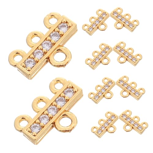 Veemoon 10 Stück Teiliges Gold Überzogene Zirkonia Mehrfachloch Schmuckverschluss Mehrreihiger Kettenverbinder Sicherer Verschluss für Halsketten Armbänder DIY Schmuck Zubehör Veemoon 10 Stück Teiliges Gold Überzogene Zirkonia Mehrfachloch Schmuckverschluss Mehrreihiger Kettenverbinder Sicherer Verschluss für Halsketten Armbänder DIY Schmuck Zubehör von Veemoon