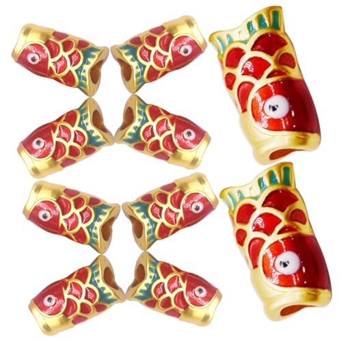 Veemoon 10 Stück Teiliges Koi fisch Spacer Beads aus Langlebiger Große Lochperlen für DIY Schmuckherstellung Rote Karpfenperlen für Armbänder und Halsketten Dekorative Schmuckperlen von Veemoon
