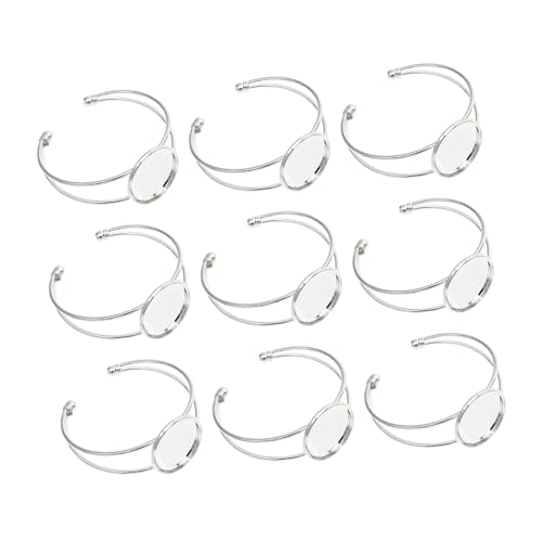 Veemoon 10 Stück Teiliges Kupfer Armband Verstellbar mit Doppeltem Design Runde Fassung für DIY Schmuckherstellung Langlebiges Material Modisches Damenarmband Zubehör von Veemoon