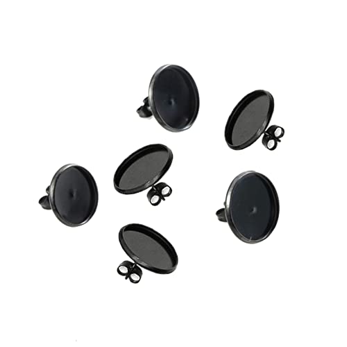 Veemoon 10 Stück Teiliges Ohrringe Basteln Zubehör Runde Ohrstecker Basis Schwarz DIY Ohrstecker mit Ohrstopper für Kreative Schmuckherstellung von Veemoon