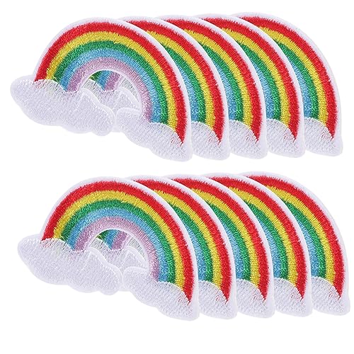 Veemoon 10 Stück Teiliges Regenbogen Aufnäher Gestickte Bügelapplikationen für Kleidung Taschen und Hüte zum Dekorieren und Reparieren von Textilien von Veemoon