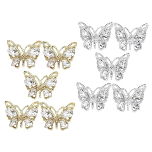 Veemoon 10 Stück Teiliges Schmetterling Nagel Schmuck aus Langlebiger Legierung Glitzernde Nail Charms für DIY Nageldesign und Professionelle Maniküre Modisch und Bruchsicher für Kreative von Veemoon