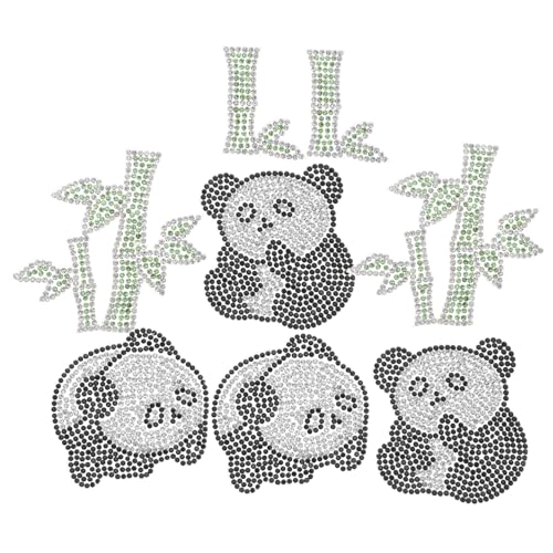 Veemoon 10 Stück Teiliges Selbstklebende Panda-bügelapplikationen mit Strasssteinverzierung Bestickte Cartoon-patches für Kleidung Rucksäcke Hüte Langlebige Diy-dekoration für Jacken und von Veemoon