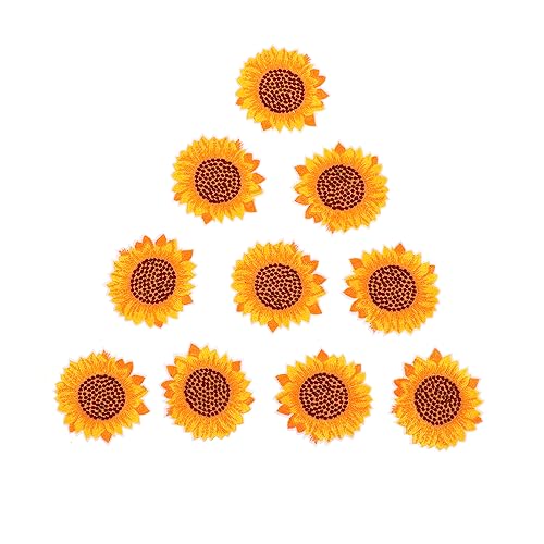 Veemoon 10 Stück Teiliges Sonnenblumen Stickerei Stoffaufnäher Bestickte Dekorative Bügelbilder für Kleidung Reparatur und DIY Basteln Langlebige Hübsche Textil Sticker von Veemoon