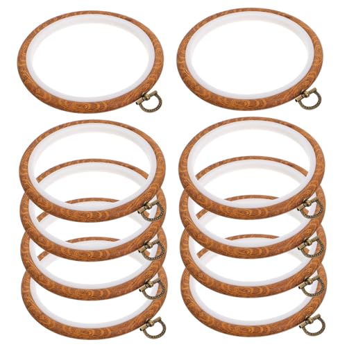 Veemoon 10 Stück Teiliges Stickrahmen Rund aus Holzimitat Traditioneller Stickring für Diy Handarbeiten Kompakt und Tragbar zum Sticken und Dekorieren Zuhause und Unterwegs von Veemoon