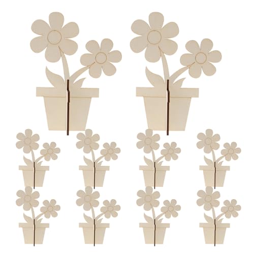 Veemoon 10 Stück Teiliges Unfertige Holzblumen zum Bemalen Robuste Holz deko zum Basteln Glatte Oberfläche für DIY Handwerk Kreative Holzblumen für Wohn Eventdekoration von Veemoon