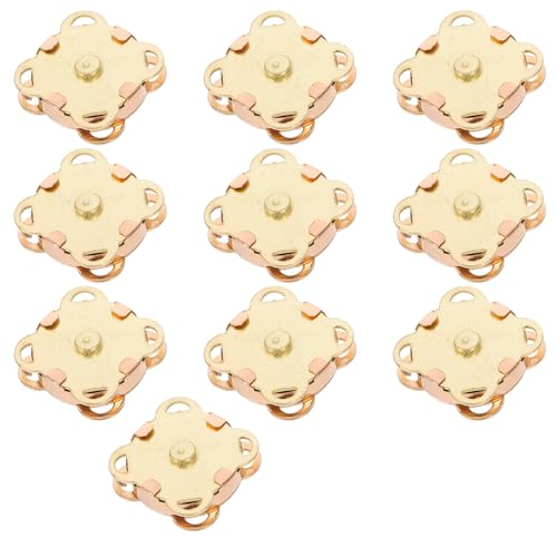 Veemoon 10 Stück magnetische Druckknöpfe Herstellung Knopf Geldbeutel Taschenverschlüsse für Handtaschen Magnetische Verschlüsse für Kleidung Pflaumenblütenförmiger Magnetverschluss Golden von Veemoon