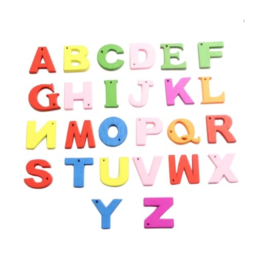 Veemoon 100 Stück 26 Buchstaben Holzknöpfe machen winzig Schneiderei nähen handgefertigte Knöpfe Buchstabenknopf aus Holz Alphabet-Schaltfläche Alphabet-Nähknöpfe Hölzern von Veemoon