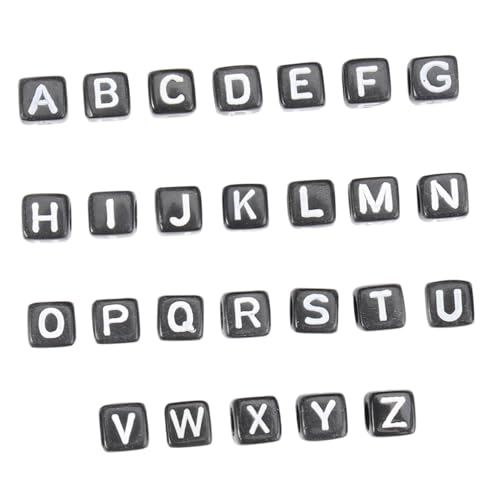 Veemoon 100 Stück Alphabet Perlen Charms Buchstaben Perlen Quadratische Buchstaben Lernschmuck Perlen Schmuckzubehör Perlen Zum Basteln All Kit Zahlen Perlen Alphabet Anhänger von Veemoon