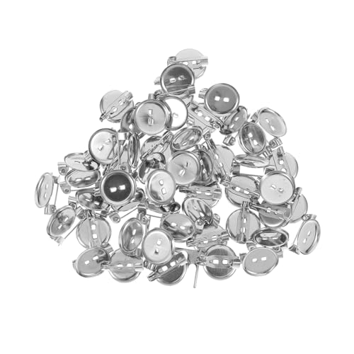 Veemoon 100 Stück Broschen Basis Silber DIY Schmuckzubehör Rund Broschen trays für Schmuckherstellung Robust Rostfrei Individuell Gestaltbar mit Strass und Cabochons von Veemoon