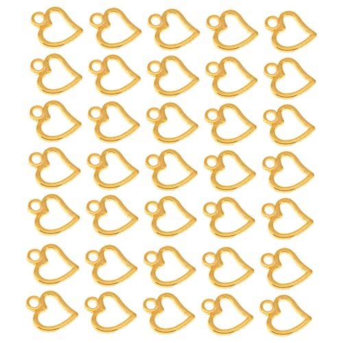 Veemoon 100 Stück DIY zubehör bastelzeug craft klappcreolen schmuck verschluss schmuck machen ohrhänger glinet geformt Anhänger Herzen hohl Herstellung dekorative Herzverzierungen Golden von Veemoon