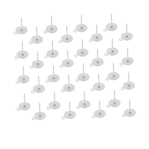 Veemoon 100 Stück Edelstahl Ohrstecker mit Flacher Basis und Stift Ohrring Rohlinge mit für DIY Schmuckherstellung Silberfarbene Ohrstecker Zubehör für Individuellen Ohrschmuck von Veemoon