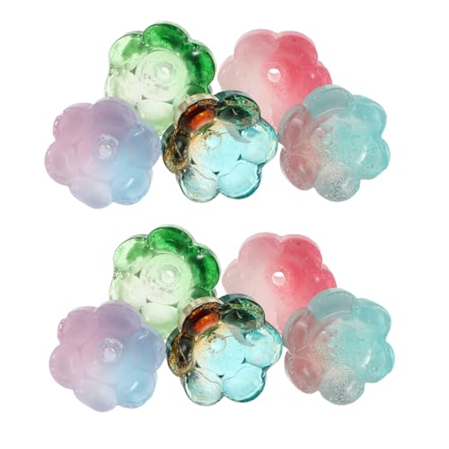Veemoon 100 Stück Glockenblumen Glasperlen mit Farbverlauf Bunte Blumige Schmuckperlen für DIY Armbänder Halsketten Ohrringe Kreative Handgefertigte Perlen für Schmuckherstellung und von Veemoon