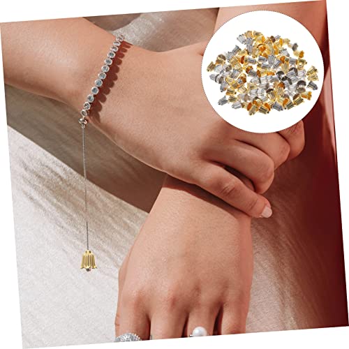 Veemoon 100 Stück Gold und Silber Perlenkappen Blütenform Schmuckzubehör DIY Basteln Glatte Oberfläche Vielseitige Abstandshalter für Ohrringe Anhänger und Armbänder von Veemoon
