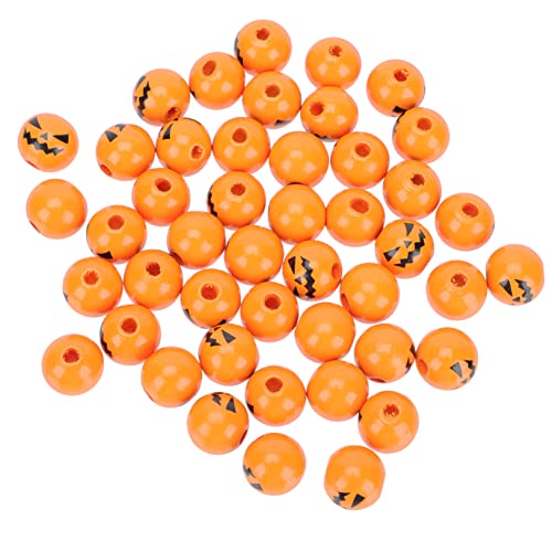 Veemoon 100 Stück Halloween-Holzperlen Kürbisse Halloween Perlen halloween dekoration halloween-dekoration Halloween-Schmuckherstellung aus Holzperle Zubehör für Kürbisholzperlen Orange von Veemoon
