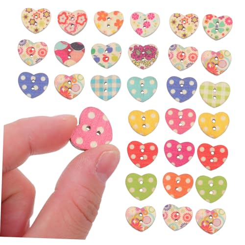 Veemoon 100 Stück Herzförmige Holzknöpfe Bunte Diy Nähknöpfe für Scrapbooking Kartenherstellung und Bekleidungsdekoration Langlebige und Fade Resistente Holzknöpfe von Veemoon