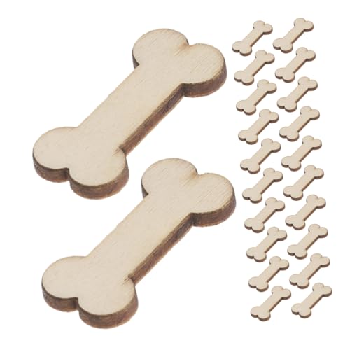 Veemoon 100 Stück Hundeknochen Holzanhänger Unbehandelte DIY Holzverzierungen Natürliche Holzornamente Für Haustierdekoration Und Bastelprojekte Beige von Veemoon