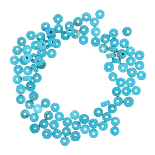 Veemoon 100 Stück Natur Türkis Spacer Perlen Lose Flache Runde Edelstein Disc Perlen für Schmuckherstellung Armbänder Ohrringe Diy Zubehör von Veemoon