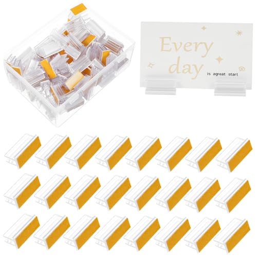 Veemoon 100 Stück Teiliges Acryl Schildhalter Clips Selbstklebend Namensschild Clips Sneeze Guard Halter für Restaurant Tischkarten Etikettenhalter Langlebig Sicherer Halt von Veemoon