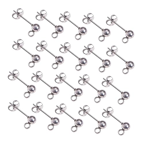 Veemoon 100 Stück Teiliges DIY Ohrstecker Silber Edelstahl Rundkugel Ohrschmuck Zubehör Langlebig und Vielseitig für Ohrringe Selber Machen Kreative Schmuckherstellung für Damen von Veemoon