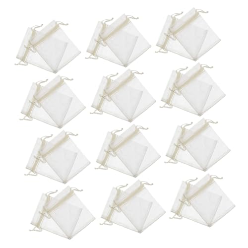 Veemoon 100 Stück Teiliges Kleines Organzasäckchen mit Zugband Vielseitige Mesh Drawstring Bags für Schmuck Geeignet für Hochzeit Geburtstag Party Beige von Veemoon