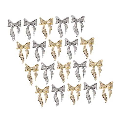Veemoon 100 Stück Teiliges Nail Art Schleifen Strasssteine Gold Silber Nail DIY Patches Selbstklebend Langlebig für Maniküre Nageldesign Zubehör Anfänger und Profi von Veemoon