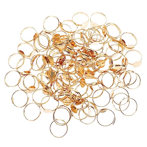 Veemoon 100 Stück Verstellbarer Ringhalter Ringe für Frauen Leerzeichen zierlich verstellbare Flachringe Schlüssel ringrohling basis für DIY Ringblenden für DIY Ringrohlinge Legierung von Veemoon