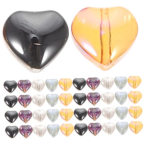 Veemoon 100Stücke Farbige Glasperlen DIY Handwerksmaterial für Armbänder Schmuck und Bastelprojekte Herzform für Kreative und Dekoration von Veemoon
