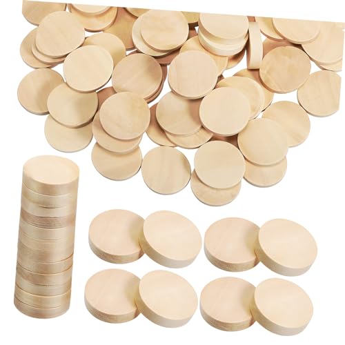 Veemoon 100Stücke Unlackierte Holzscheiben für DIY Bastelprojekte Robuste Holzstücke mit Flacher Oberfläche für Dekorationen und Bastelarbeiten von Veemoon
