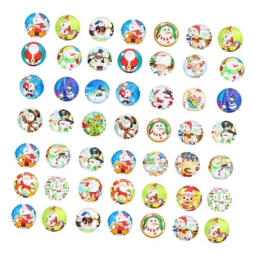 Veemoon 100Stücke Weihnachtsglas Cabochons Flachrück Patches DIY Schmuckzubehör für Weihnachtsdeko Runde Glassteine mit Festlichen Mustern von Veemoon