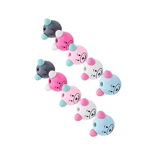 Veemoon 10Stücke Holzperlen Tierkopf Design DIY Bastelperlen Zubehör für Kinderarmbänder Schmuck und Bastelprojekte Zufällige Farben von Veemoon