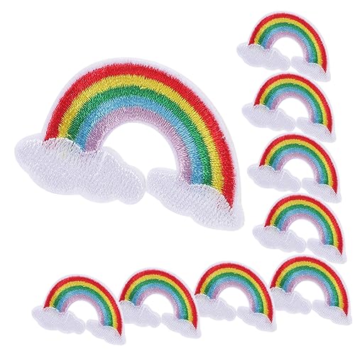 Veemoon 10Stücke Rainbow Cloud Stickerei Patches Austauschbare Eisenflicken für Taschen Kleidung Hüte Accessoires für Reparatur und Bastelprojekte Langlebig und Praktisch von Veemoon