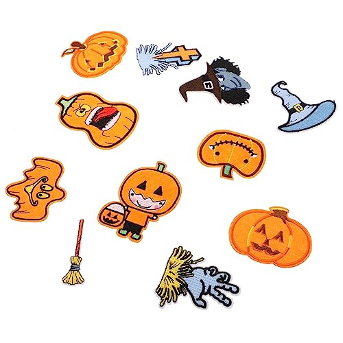 Veemoon 11 Stück Gestickte Stoff aufkleber halloween basteln halloween costume halloween decorations halloween party bestickt Patch Kürbisflecken nähen Halloween-Applikation Polyester von Veemoon