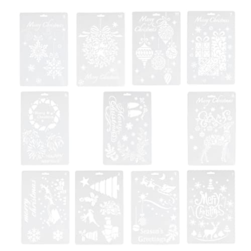 Veemoon 11 Stück Weihnachtsvorlage Weihnachtsschablonen Vorlage Weihnachtsdekorationen weihnachtsförmchen weihnachten schablonen Malvorlage zum Thema Weihnachten Scrapbook-Schablonen Weiß von Veemoon
