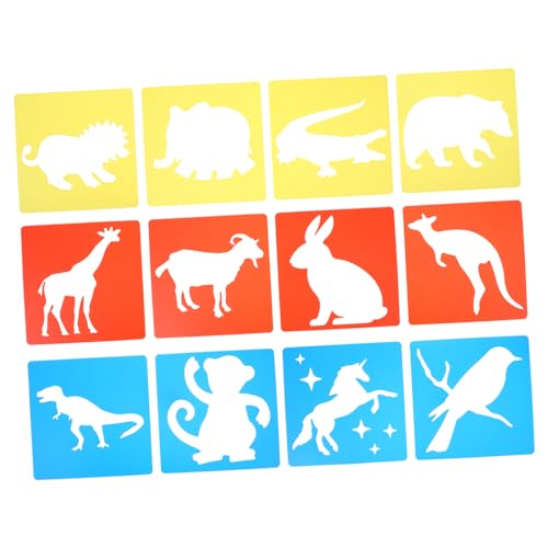 Veemoon 12 Blatt Teiliges Schablonen Set mit Langlebigen Cartoon Tiermotiven Wiederverwendbare Malschablonen für Straßenkreide DIY Basteln Scrapbooking und Kunstprojekte Robust und von Veemoon