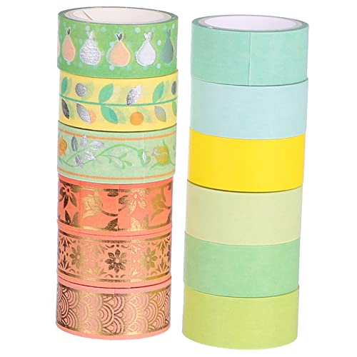 Veemoon 12 Rollen Goldfolie Washi Klebeband Dekoratives Papierband für Scrapbooking DIY Projekte Geschenkverpackung und Handwerk Gelb von Veemoon