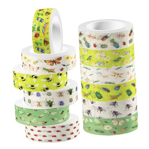 Veemoon 12 Rollen Transparentes Insekten motiv Washi Tape Dekoratives Scrapbooking Klebeband für DIY Journaling Vielseitiges Bastelband für Planer Karten Geschenke Tagebücher und von Veemoon