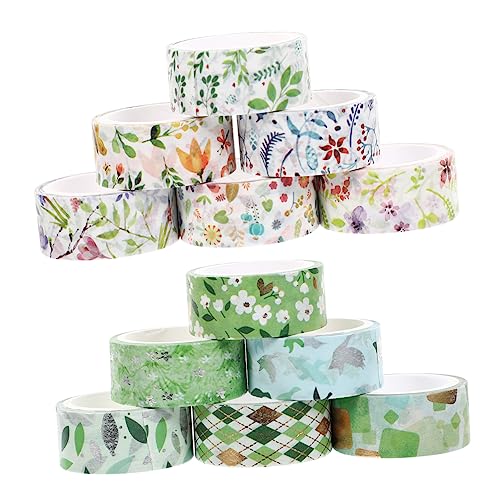 Veemoon 12 Rollen Washi Tape Dekorative Klebebänder mit Floralen Motiven pro Rolle für Scrapbooking Notizbücher und Kreative Bastelprojekte von Veemoon
