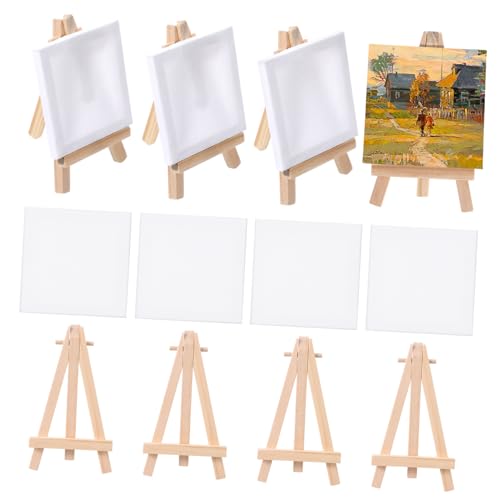 Veemoon 12 Sätze Kinderöl -Staffel painting set for bastel set kleine gespannte leer tischdeckenklammern Malleinwand für Lagern von Leinwänden für Bambus Weiß von Veemoon