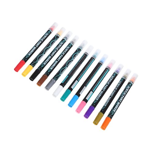 Veemoon 12 Stück Acrylfarben Marker mit Doppelspitze Vielseitige Stifte für Holz Keramik und Mehr für Kunstprojekte Diy Basteln und Kreative von Veemoon