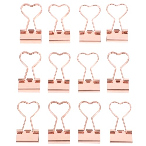 Veemoon 12 Stück Binderclips für Dokumente Kleine Büroklammern für Notizen und Vielseitige Papierklemmen Roségold für Büro und Zuhause von Veemoon