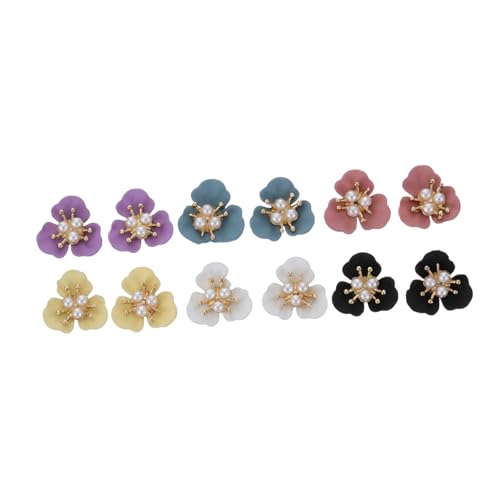 Veemoon 12 Stück Blumen Nagelkunst Aufkleber Nail Charms Dekorationen Blau Gelb und Bean für DIY Nageldesigns und Festliche Anlässe von Veemoon