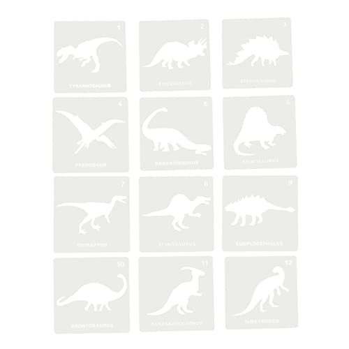 Veemoon 12 Stück Dinosaurier-Zeichnungsvorlage bastelset schablonen für wandbemalung extra große Schablonen Wände Dinosaurier-Schablonen selbst bemalte schablonen Plastik Weiß von Veemoon