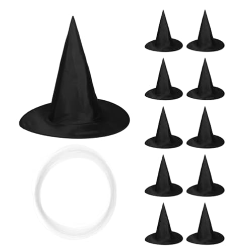 Veemoon 12 Stück Halloween-Hexenhüte Zum Aufhängen: Schwarzer Hexenhut – Zaubererkappe Für Drinnen Und Draußen Mit Seil Für Die Halloween-Party-Maskenball-Hofszenengestaltung von Veemoon