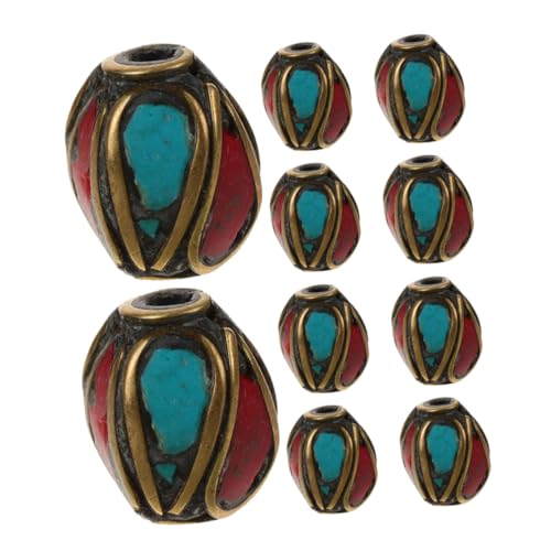 Veemoon 12 Stück Handgefertigte Buddha Spacer Perlen aus Messing mit Türkis Tibetischer Stil Vielseitige Bastelperlen für Armbänder Schmuckherstellung und Buddhistische Charms von Veemoon