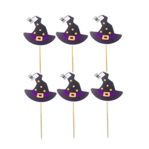 Veemoon 12 Stück Hexenhut Cupcake Topper Aus Papier – Lustige Halloween Kuchen Dekorationen Und Essstäbchen Für Unvergessliche Partys Und Feiern von Veemoon
