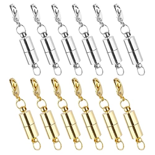 Veemoon 12 Stück Magnetverschluss für Schmuck Goldene Silberne Magnetische Karabinerverschlüsse für DIY Armbänder und Installieren und Tragbar von Veemoon