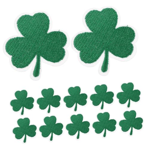 Veemoon 12 Stück Teiliges Bestickter Shamrock Applikationen zum Aufbügeln Grüne Glückskleeblatt Flicken für Kleidung zum Reparieren und Verzieren von Jeans Shirts Rucksäcken und DIY von Veemoon